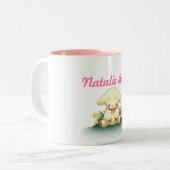 Personalisierte niedliche Lamm-Tasse - Rosa Zweifarbige Tasse (Vorderseite Links)