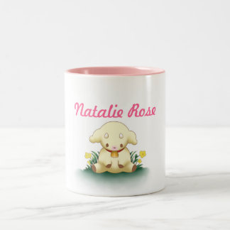 Personalisierte niedliche Lamm-Tasse - Rosa Zweifarbige Tasse