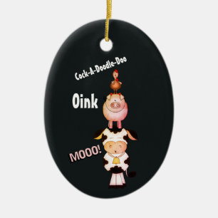 Personalisierte Niedliche Landtiere 1. Weihnachten Keramik Ornament