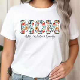 Personalisierte Niedliche Mama Blumenkids-Namen T-Shirt