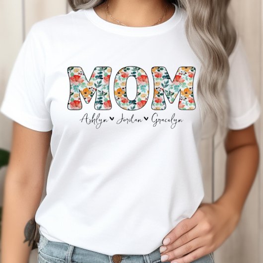 Personalisierte Niedliche Mama Blumenkids-Namen T-Shirt