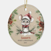Personalisierte Niedliche Maus Baby's First Christ Keramik Ornament (Links)