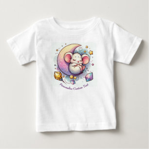 Personalisierte Niedliche Maus Schlafen auf einem Baby T-shirt