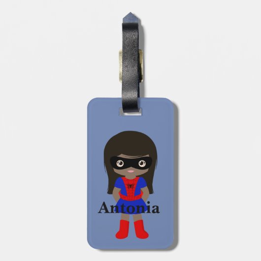 Personalisierte Niedliche Mini Spidergirl Kinder G Gepäckanhänger (Rückseite vertikal)