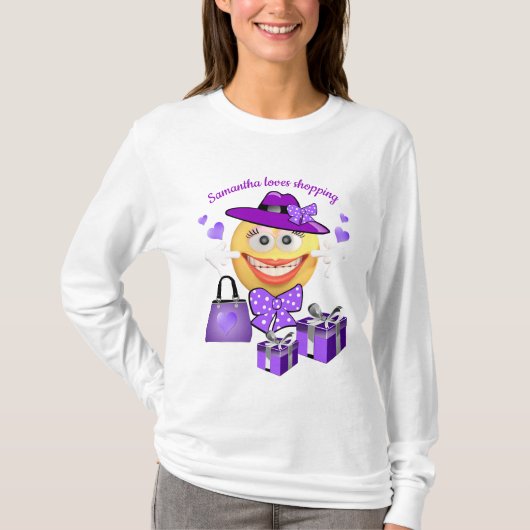 Personalisierte Niedliche Mode Emoji mit Shopping T-Shirt (Vorderseite)