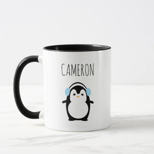 Personalisierte Niedliche moderne Pinguinillustrie Tasse (Links)