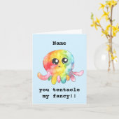 Personalisierte niedliche Oktopusvalentine Karte (Gelbe Blume)