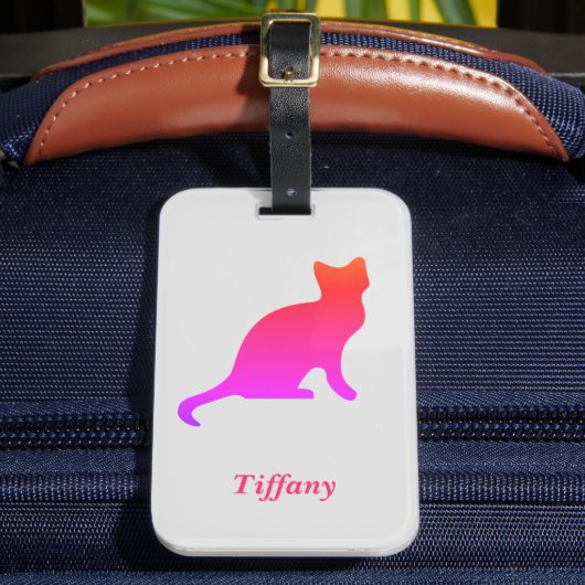 Personalisierte niedliche Omerkatze Gepäckanhänger (Vorderseite Insitu 2)