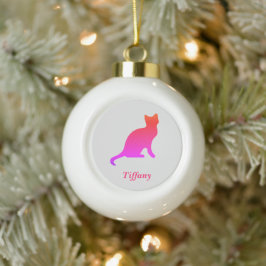 Personalisierte niedliche Omerkatze Keramik Kugel-Ornament