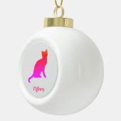 Personalisierte niedliche Omerkatze Keramik Kugel-Ornament (Rechts)