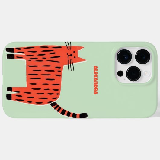 Personalisierte Niedliche Orange Stripe Cat Case-Mate iPhone Hülle (Rückseite (Horizontal))