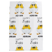Personalisierte Niedliche Ostereier & Kick Happy O Mittlere Geschenktüte (Rückseite)