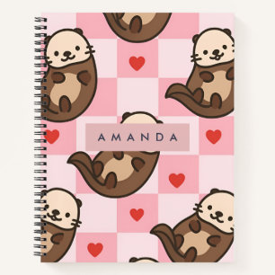 Personalisierte Niedliche Otter-Liebe mit Herzmust Notizblock