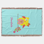 Personalisierte Niedliche Owl Yellow Pink Illustra Decke (Vorderseite)