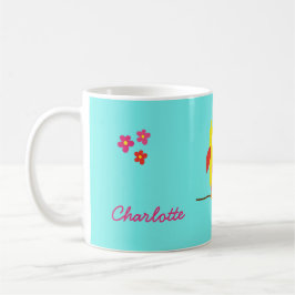 Personalisierte Niedliche Owl Yellow Pink Illustra Kaffeetasse