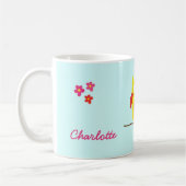 Personalisierte Niedliche Owl Yellow Pink Illustra Kaffeetasse (Links)