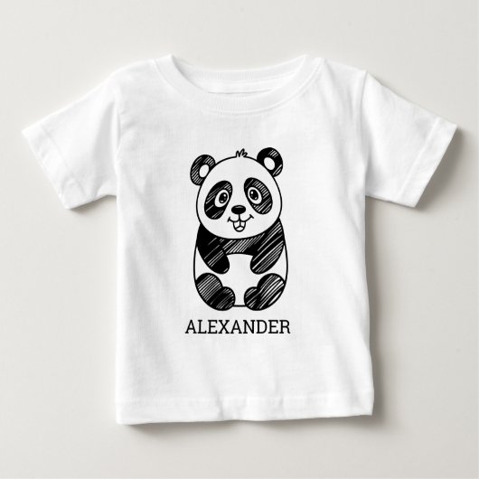 Personalisierte Niedliche Panda Doodle, Geschenke Baby T-shirt (Vorderseite)