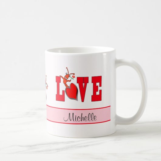 Personalisierte niedliche Panzerkrebs-Hummer-Liebe Kaffeetasse (Rechts)