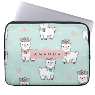 Personalisierte Niedliche Pastel Alpaca Muster Laptopschutzhülle