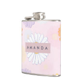 Personalisierte Niedliche Pastel Daisy Blume Flachmann (Links)