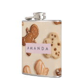 Personalisierte Niedliche Pastel Gingerbrot Cookie Flachmann (Links)