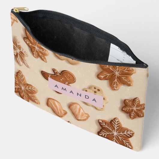 Personalisierte Niedliche Pastel Gingerbrot Cookie Zubehörtasche (Offen)