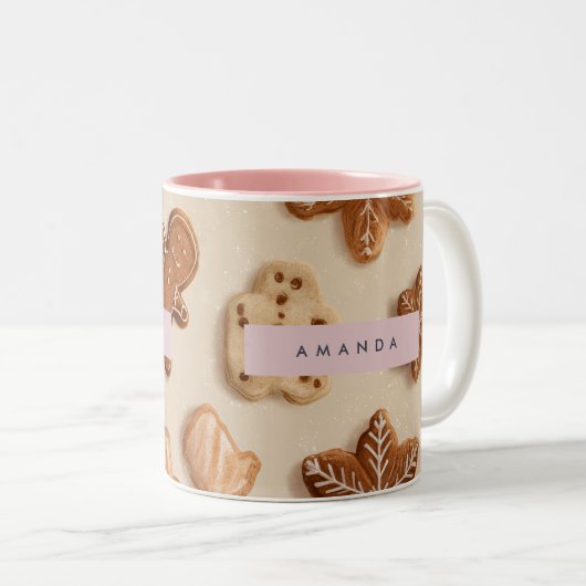 Personalisierte Niedliche Pastel Gingerbrot Cookie Zweifarbige Tasse (VorderseiteRechts)
