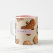 Personalisierte Niedliche Pastel Gingerbrot Cookie Zweifarbige Tasse (Vorderseite Links)