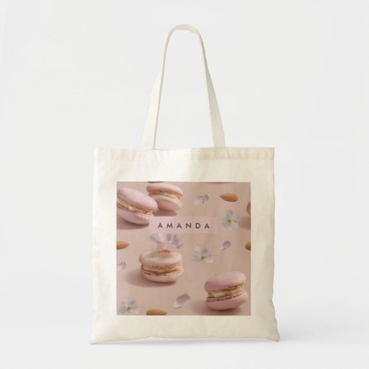 Personalisierte Niedliche Pastel Macaron Almond Bl Tragetasche (Vorne)