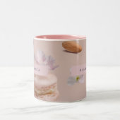 Personalisierte Niedliche Pastel Macaron Almond Bl Zweifarbige Tasse (Mittel)