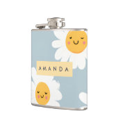 Personalisierte Niedliche Pastel Smiling Daisy Flachmann (Links)