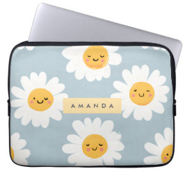 Personalisierte Niedliche Pastel Smiling Daisy Laptopschutzhülle