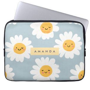 Personalisierte Niedliche Pastel Smiling Daisy Laptopschutzhülle
