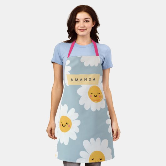 Personalisierte Niedliche Pastel Smiling Daisy Schürze (Getragen)