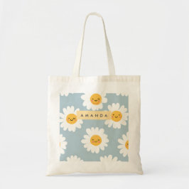 Personalisierte Niedliche Pastel Smiling Daisy Tragetasche
