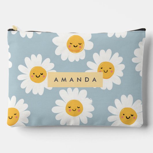 Personalisierte Niedliche Pastel Smiling Daisy Zubehörtasche (Vorderseite)