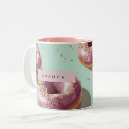 Personalisierte Niedliche Pastelköpfe & Sprinklen Zweifarbige Tasse