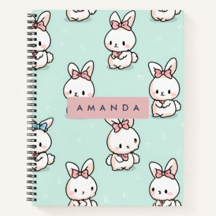 Personalisierte Niedliche Pastell Bunny Pattern Notizblock
