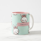 Personalisierte Niedliche Pastell Bunny Pattern Zweifarbige Tasse (VorderseiteRechts)
