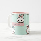 Personalisierte Niedliche Pastell Bunny Pattern Zweifarbige Tasse (Vorderseite Links)