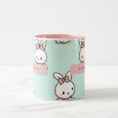 Personalisierte Niedliche Pastell Bunny Pattern Zweifarbige Tasse (Mittel)