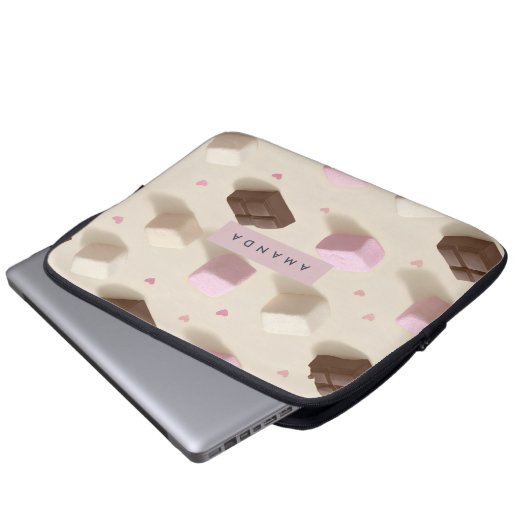 Personalisierte Niedliche Pastelschokolade und Mar Laptopschutzhülle (Vorne Knopf)