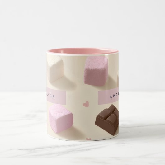 Personalisierte Niedliche Pastelschokolade und Mar Zweifarbige Tasse (Mittel)