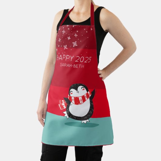 Personalisierte Niedliche Penguin Happy 20XX Ferie Schürze (InSitu)
