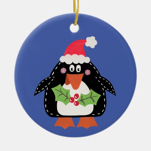 Personalisierte Niedliche Penguin Weihnachten Keramik Ornament (Vorne)