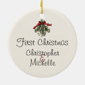 Personalisierte Niedliche Pferde Weihnachten Keramikornament (Hinten)