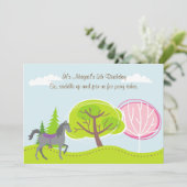 Personalisierte Niedliche Pferderennfahrten Geburt Einladung (Stehend Vorderseite)