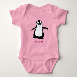 Personalisierte niedliche Pinguin-Abbildung Rosa Baby Strampler