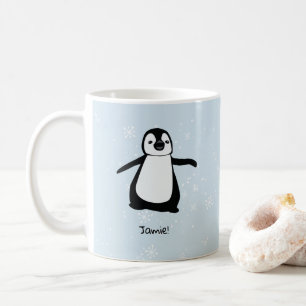 Personalisierte Niedliche Pinguin-Winterschneefloc Kaffeetasse