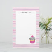 Personalisierte Niedliche Pink-Kuchen-Stationierun Briefpapier (Stehend Vorderseite)